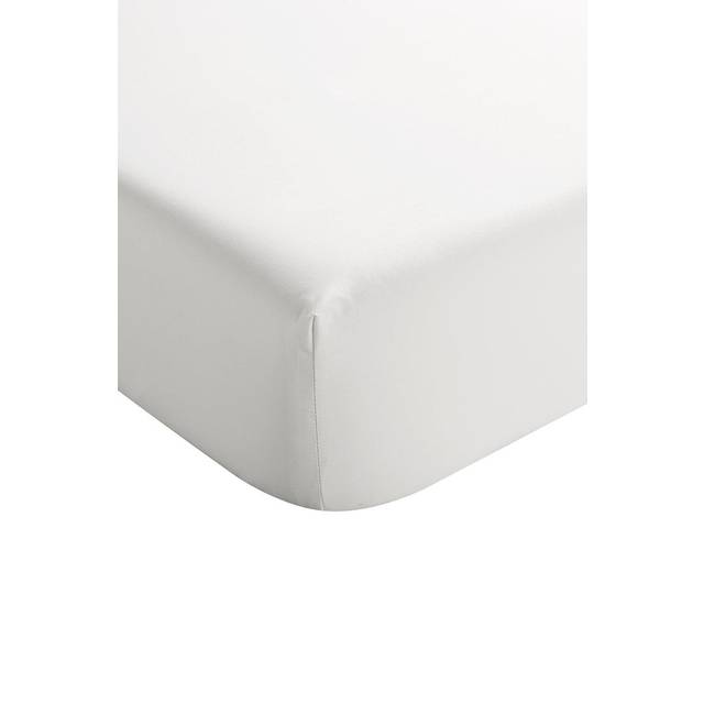 400TC Luxury Cotton Sateen Plain Dye Bedding Fitted Sheets - White - Single Fitted