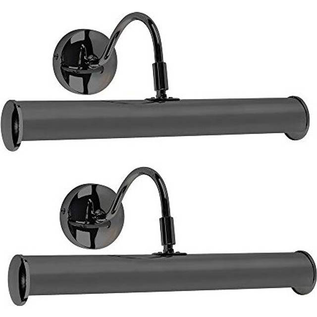 MiniSun Pair of Modern Adjustable Twin Picture Wall Light in A Black Chrome Finish - Complete with 3w LED Pygmy Bulbs 3000K