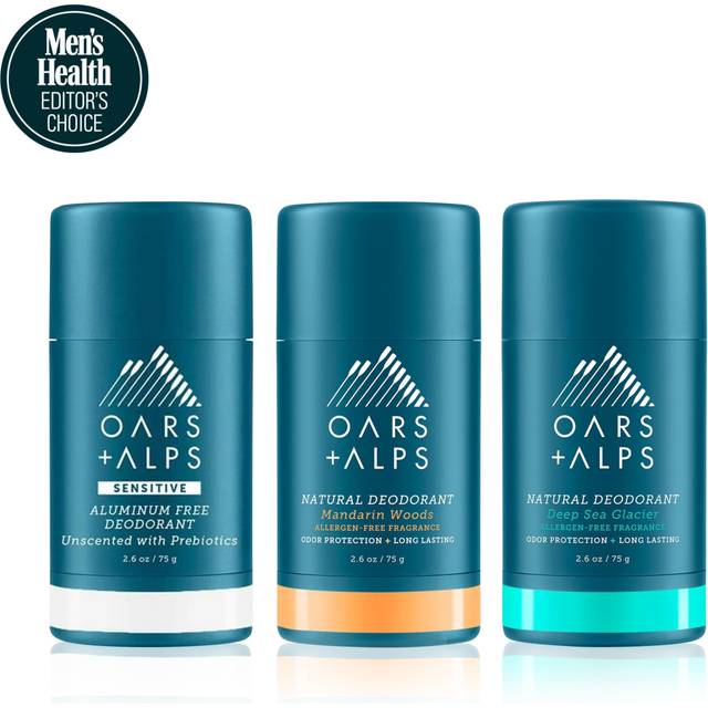 Oars + Alps Aluminum Free Deodorant for Men and Women  Dermatologist Tested and for Sensitive Skin  Travel Size  Variety  3 Pack  2.6 Oz Each