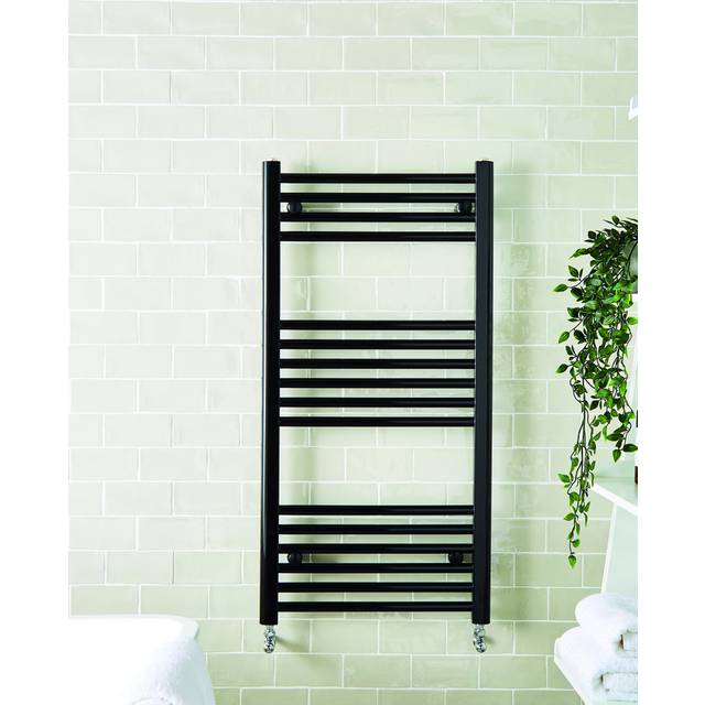 Vertical Straight Towel Rail - Black (100cm H x 40cm W x 4cm D)