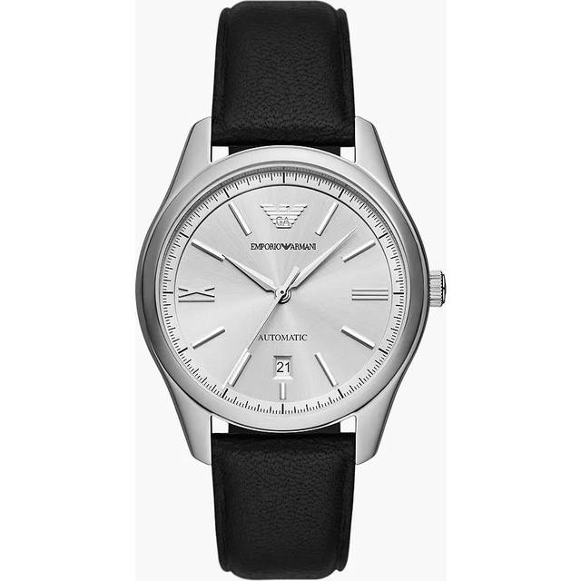 Emporio Armani Leather Strap Silver Dial Automatic AR60077 Men's Watch silver