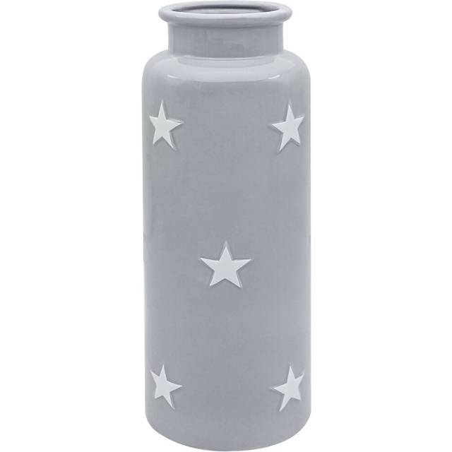 30cm tall grey flower vase with white stars decorative ceramic cylinder vase