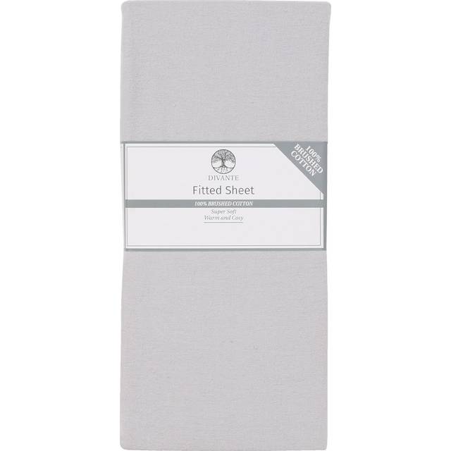Divante Single Silver Brushed Cotton Fitted Bed Sheet