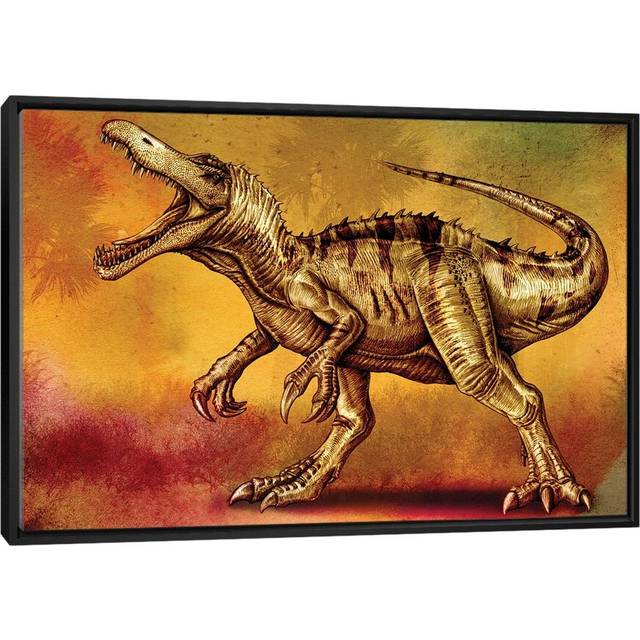 Baryonyx Walkeri Dinosaur by Aram Papazyan - Painting on Canvas - White Framed (101.6 cm H x 66.04 cm W)