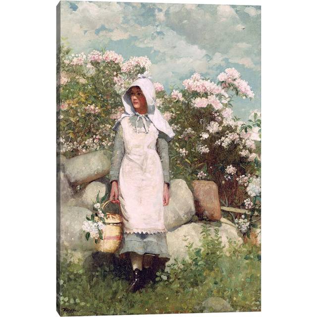 Girl and Laurel, 1879 by Winslow Homer - Wrapped Canvas Art Prints (30.48 cm H x 45.72 cm W)