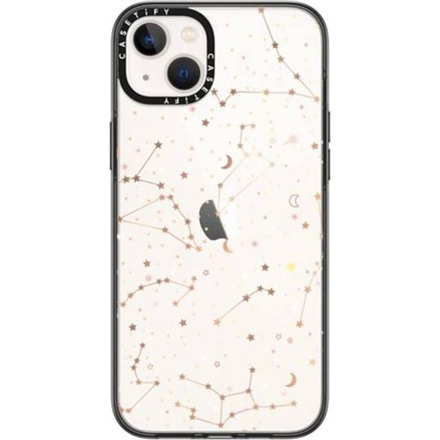 CASETiFY Compact iPhone 14 Plus Case [2X Military Grade Drop Tested / 4ft Drop Protection] - Space Pattern on Clear Background - Clear Black
