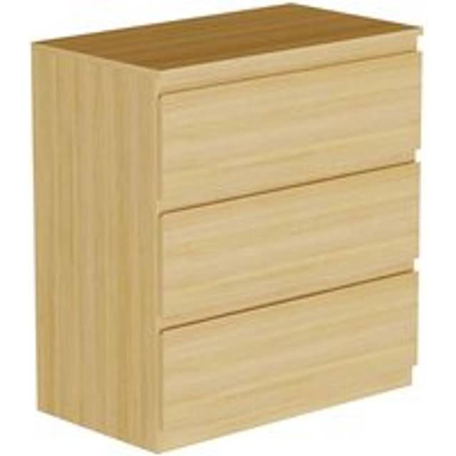 Vida Designs Denver 3 Drawer Chest Of Drawers Handle Free Modern Bedroom Furniture, Pine, Brown