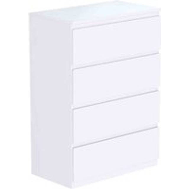 Vida Designs Denver 4 Drawer Chest Of Drawers Handle Free Modern Bedroom Furniture, White, White