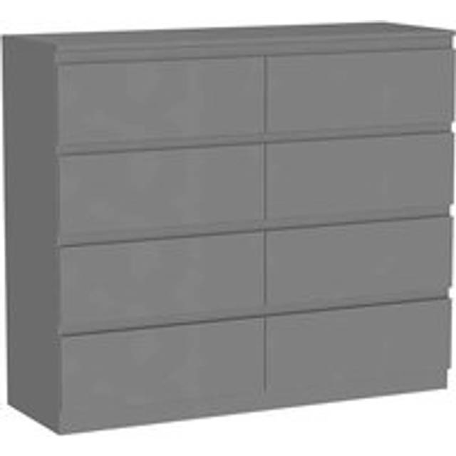 Vida Designs Denver 8 Drawer Chest Of Drawers Handle Free Modern Bedroom Furniture, Grey, Grey