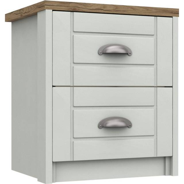 Kielder 2 Drawer Bedside Table - Grey
