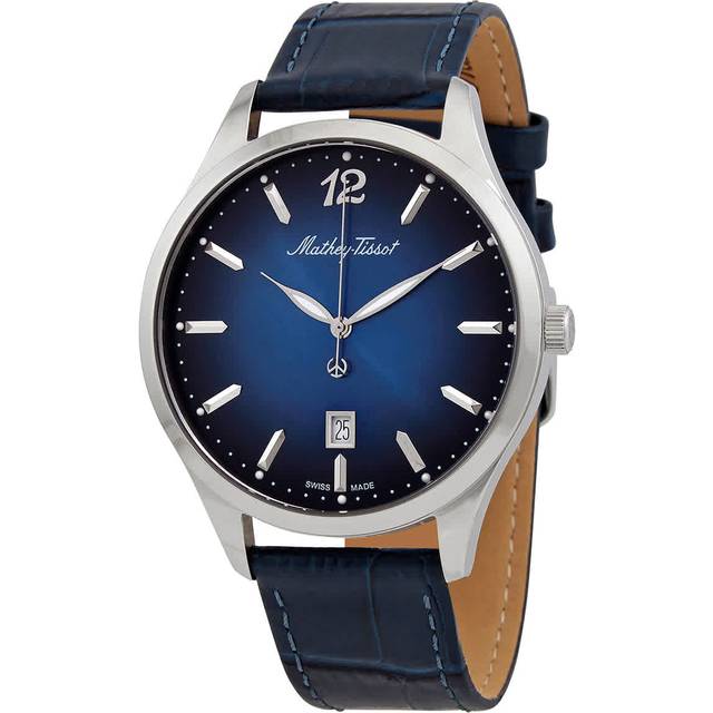Mathey-Tissot Urban Leather Blue Dial Quartz H411ABU Men's Watch blue