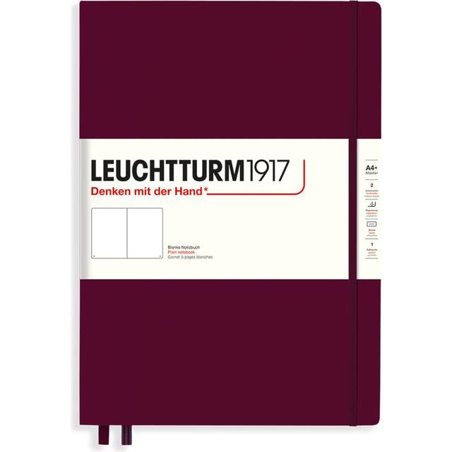 LEUCHTTURM1917 - Notebook Hardcover Master Classic A4+ - 235 Numbered Pages for Writing and Journaling (Port Red  Plain)