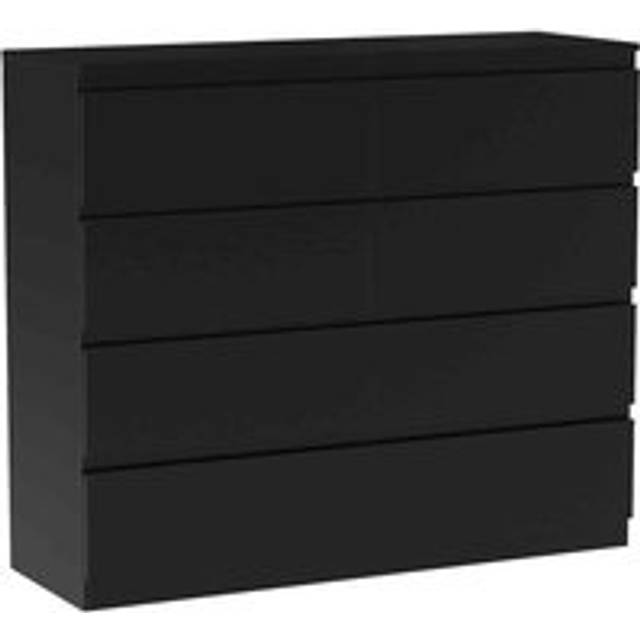 Vida Designs Denver 8 Drawer Chest Of Drawers Handle Free Modern Bedroom Furniture, Black, Black