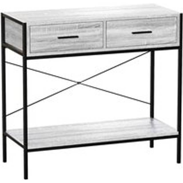 Vida Designs Brooklyn 2 Drawer Console Table With Shelf Industrial Hallway Entryway Furniture, Grey, Grey