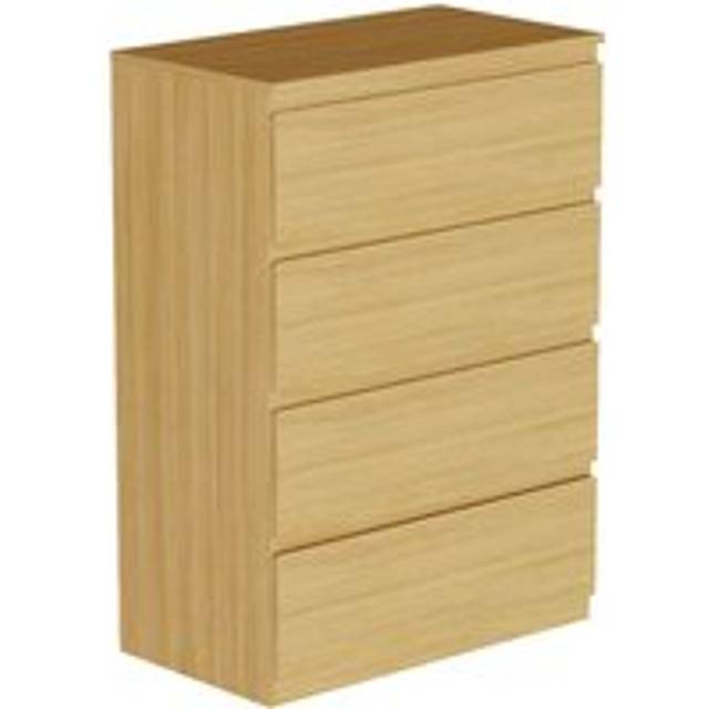 Vida Designs Denver 4 Drawer Chest Of Drawers Handle Free Modern Bedroom Furniture, Pine, Brown