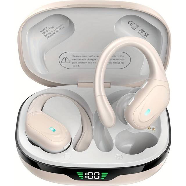 (Champagne) Noise Cancelling IPX7 Waterproof Wireless Earphones With Charging Case Charging Display For Android/IOS Smartphones