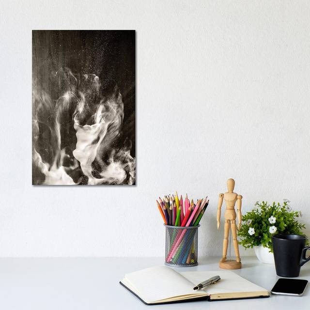 White Smoke Art Textured Background - Wrapped Canvas Painting (30.48cm H x 20.32cm W x 1.91cm D)