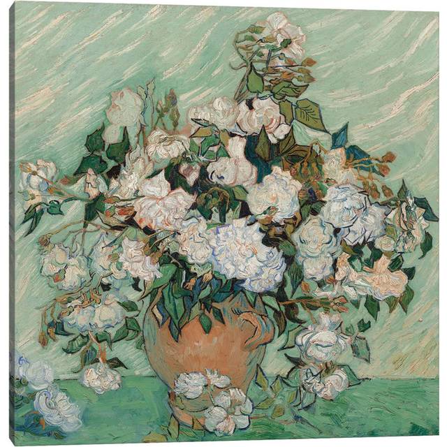 Roses, 1890 by Vincent Van Gogh - Wrapped Canvas Painting (45.72 cm H x 45.72 cm W x 1.91 cm D)