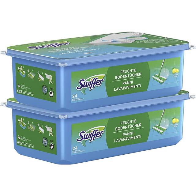 Swiffer Sweeper Fuktiga Refiller För Golv Med Lemon Fresh Doft, 2x24st, För Snabb Och Enkel Rengöring