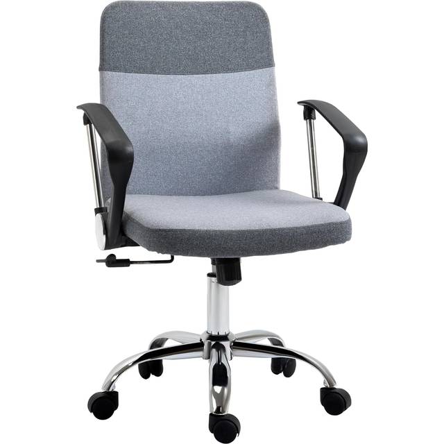 Vinsetto Office Chair Linen Fabric Swivel Computer Desk Chair Home Study Rocker with Wheels - Grey w/ Wheel - CARTER | TJ Hughes