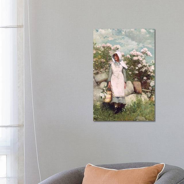 Girl and Laurel, 1879 by Winslow Homer - Wrapped Canvas Art Prints (66.04 cm H x 45.72 cm W x 3.175 cm D)