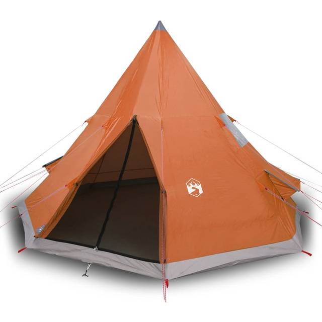 vidaXL Camping Tent Tipi 4-Person Orange Waterproof