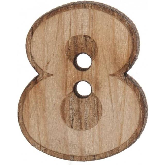 Trimits Wood Number Buttons Natural Number 8