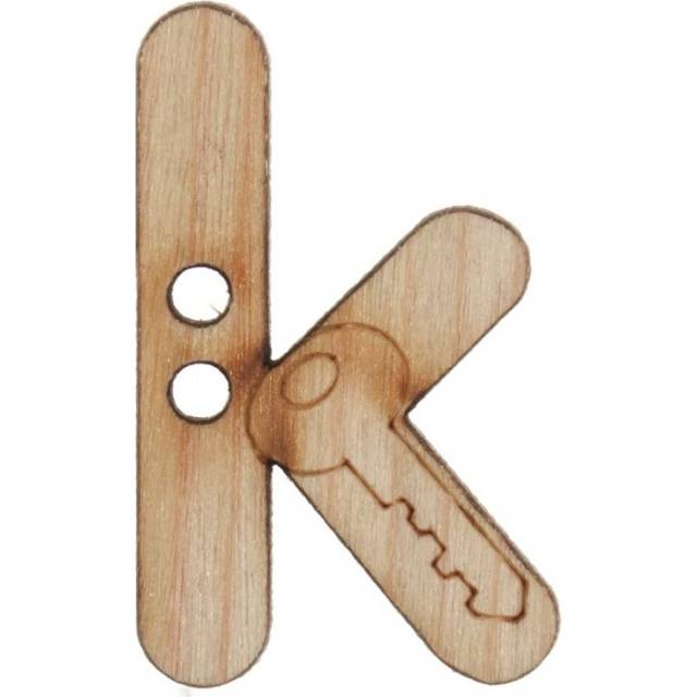 Trimits Wood Alphabet Letter Buttons Natural Letter K