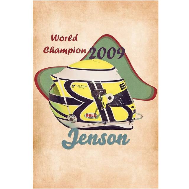 Jenson Button&#39;s Helmet Retro - Wrapped Canvas Painting (30.48cm H x 20.32cm W x 1.905cm D)