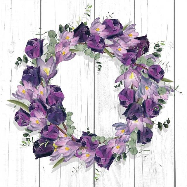 Purple Tulip Wreath I by Jennifer Paxton Parker - Wrapped Canvas Painting (30.48cm H x 30.48cm W x 1.905cm D)