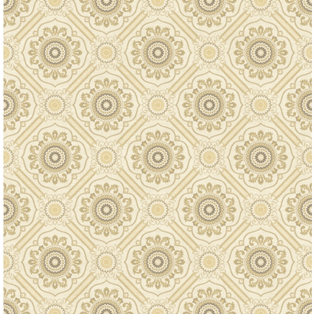 Wallquest Floral Brocade Beige Wallpaper Flowers Classic Acrylic Coated