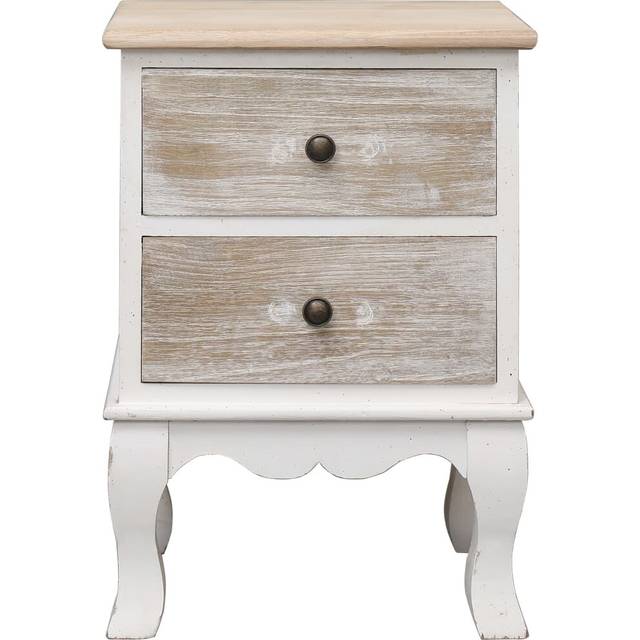 Karg 2 Drawer Bedside Table - White;Beige (50cm H X 35cm W X 30cm D)