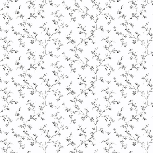 Pretty Prints Allisons Floral Trail Wallpaper Roll - Black (1,005cm L X 53cm W)