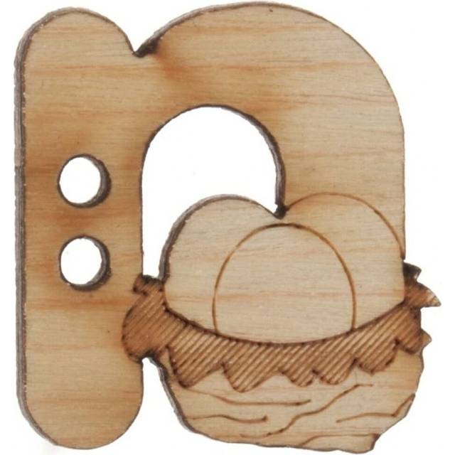 Trimits Wood Alphabet Letter Buttons Natural Letter N