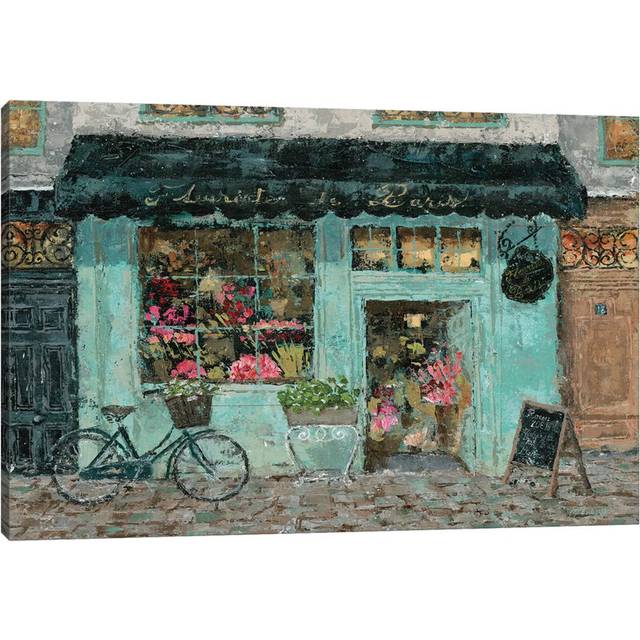 Parisian Flower Shop by Marie Elaine Cusson - Wrapped Canvas Painting (101.6cm H x 152.4cm W x 3.81cm D)