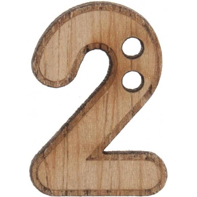 Trimits Wood Number Buttons Natural Number 2