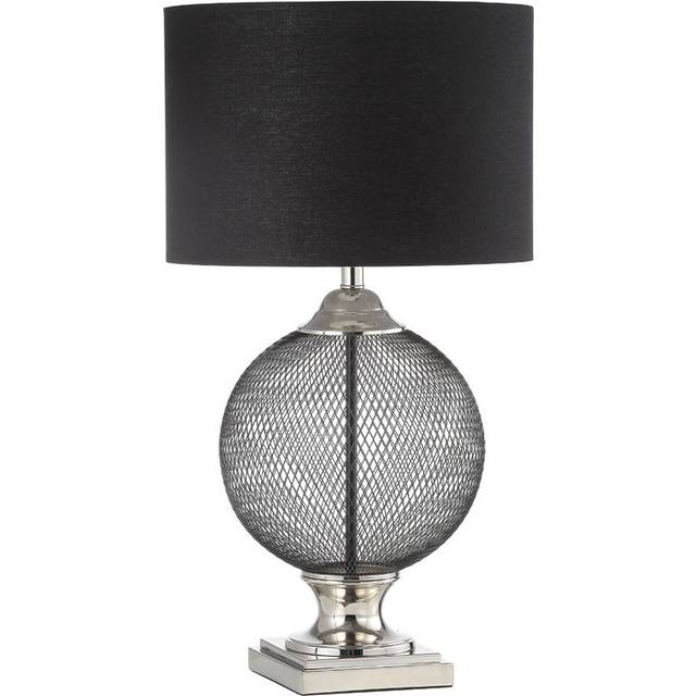 Aubusson Luxury Table Lamps for Living Room, Bedside Buffet Lamp with Metal Base & Linen Shade - Black;Chrome (78cm H X 40cm W X 40cm D)