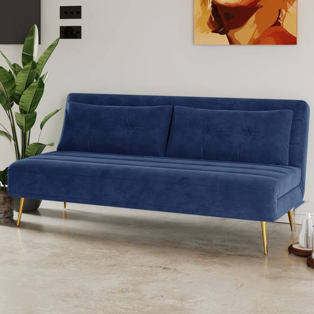Pizzicato 146Cm Armless Sofa Bed - Blue (79cm H X 146cm W X 81cm D)