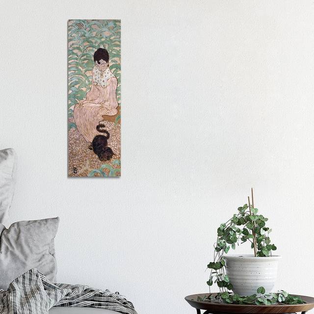 Seated Woman with a Cat, One of Four Panels of 'Women in the Garden', 1891 by Pierre Bonnard - Wrapped Canvas Panoramic Painting (30.48 cm H x 91.44 cm W x 1.91 cm D)