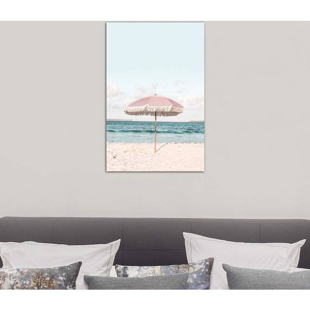 Pink Umbrella by Sisi & Seb - Wrapped Canvas Graphic Art Print (66.04cm H x 45.72cm W x 1.91cm D)