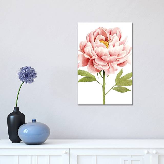 Watercolour Peony II - Wrapped Canvas Graphic Art (30.48 cm H x 45.72 cm W)