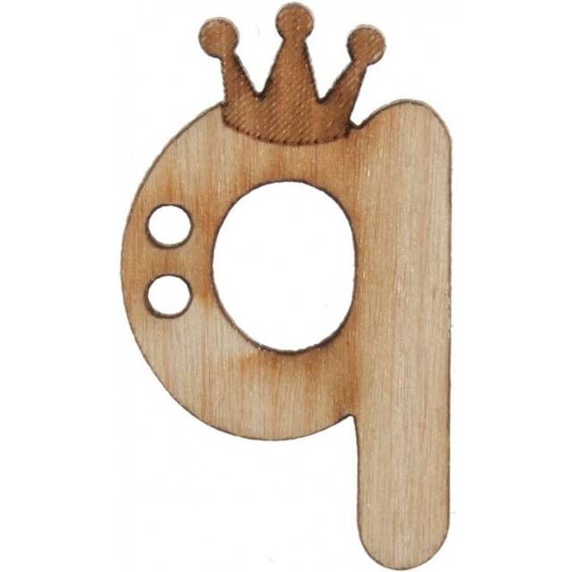 Trimits Wood Alphabet Letter Buttons Natural Letter Q