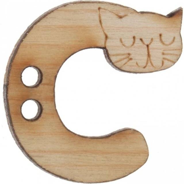 Trimits Wood Alphabet Letter Buttons Natural Letter C