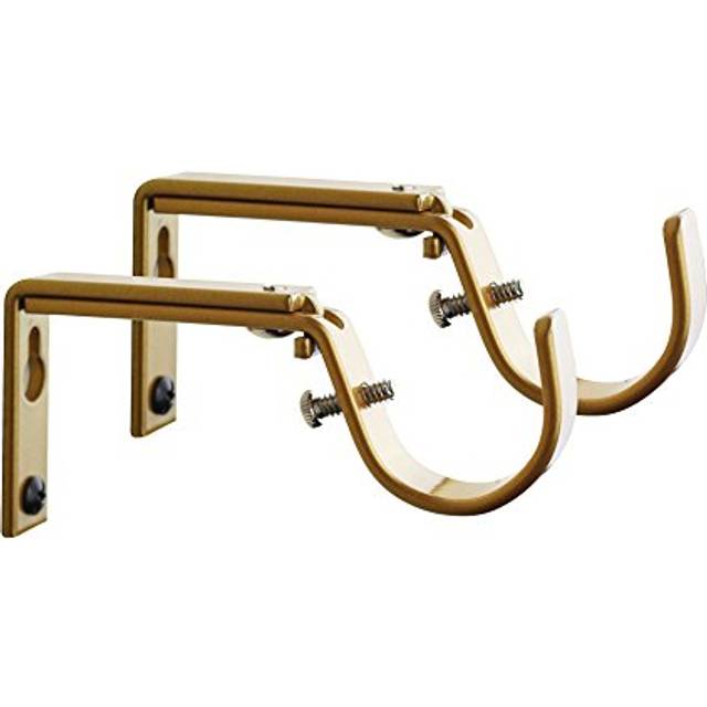 Meriville Set of 2 Gold Curtain Drapery Rod Bracket for 1 1/4-Inch Rod  Adjustable