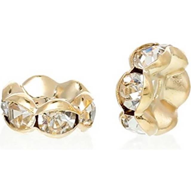 100pcs Adabele Grade A Flower Rondelle Spacer Loose Beads Crystal Rhinestone 6mm (0.24 Inch) Gold Plated Brass for Jewelry Craft Making CF39-6