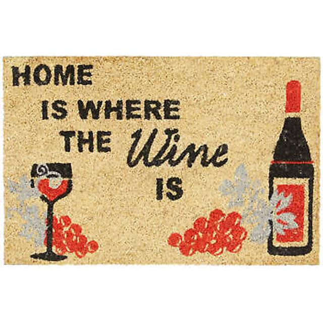 Relaxdays - Home Is Where the Wine Is' Doormat Coir Floor Mat 40 x 60 cm with Anti-Slip pvc Underside, Coconut Fibre Wine-Lovers Welcome Mat, Natural
