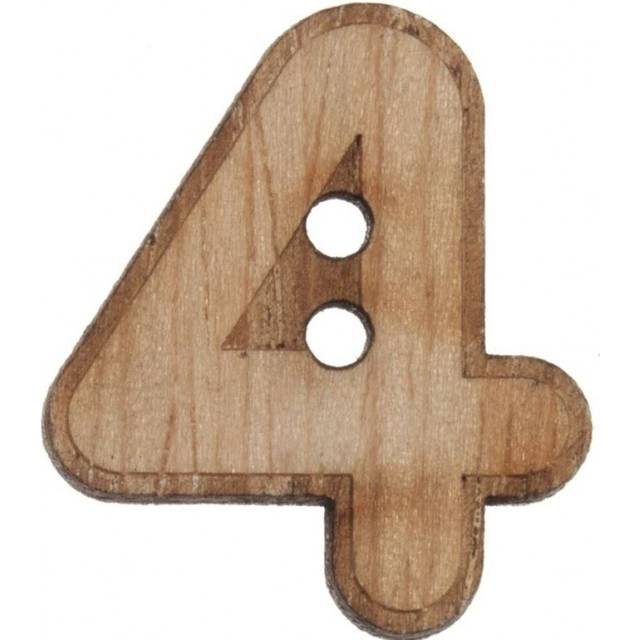 Trimits Wood Number Buttons Natural Number 4