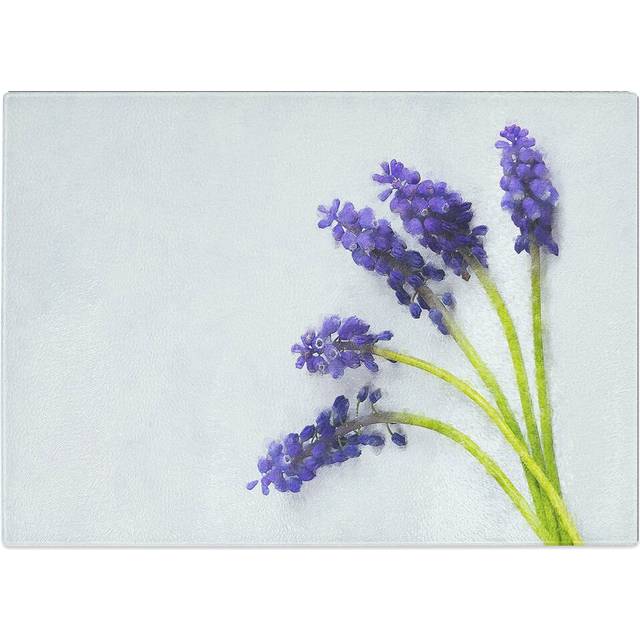 Tempered Glass Grape Hyacinth Flower Chopping Board (28.5 cm x 39 cm)