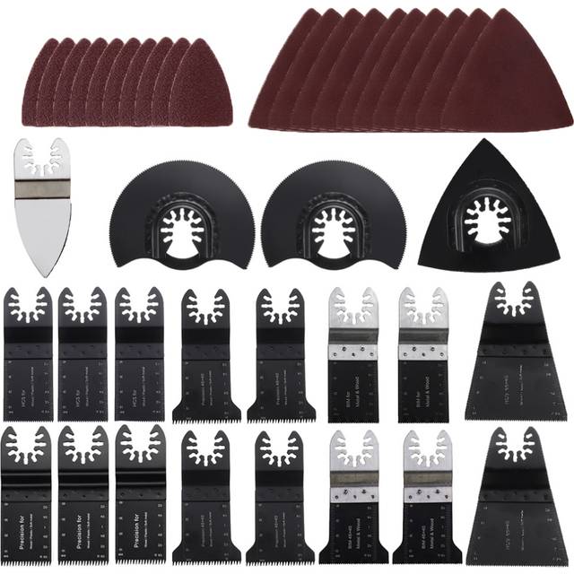 Drillpro 40Pcs Multi Tool Quick Release Oscillating Saw Blade Sandpaper Oscillating Tools for Metal Wood Plastic for Fein Multi Dremel