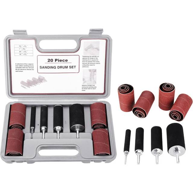 20Pcs/Set 80/120 Grit Sanding Drum Kit Drum Rubber Mandrels for Drill Press Woodworking Kit